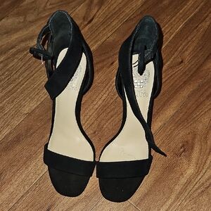 Black High Heel Open-Toe Shoes with Ankle Strap